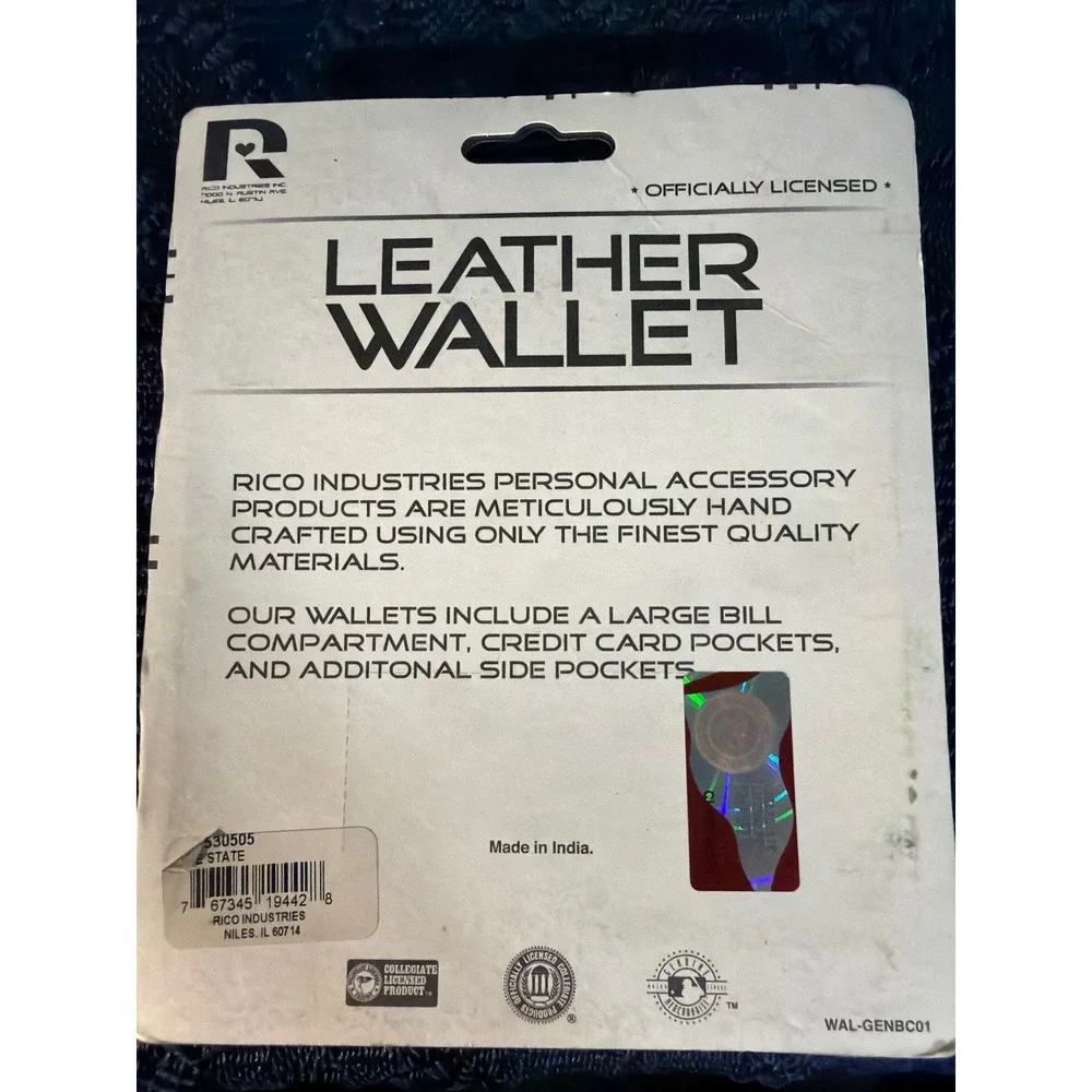 Rico Industries Buffalo Sabres Tan Leather Trifold Wallet NHL WAL-GENBC01 New
